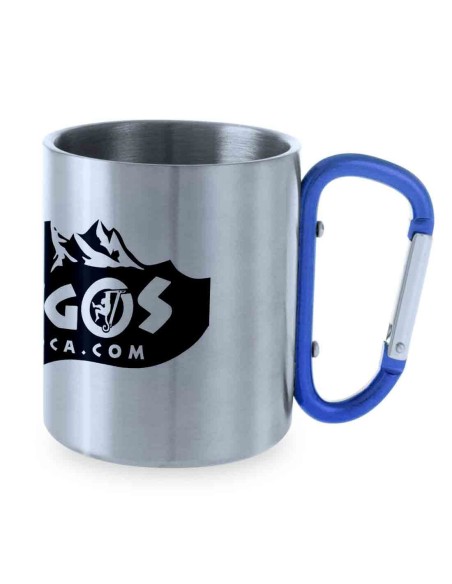 Taza de tangosenblaroca con mosquetón azul.
